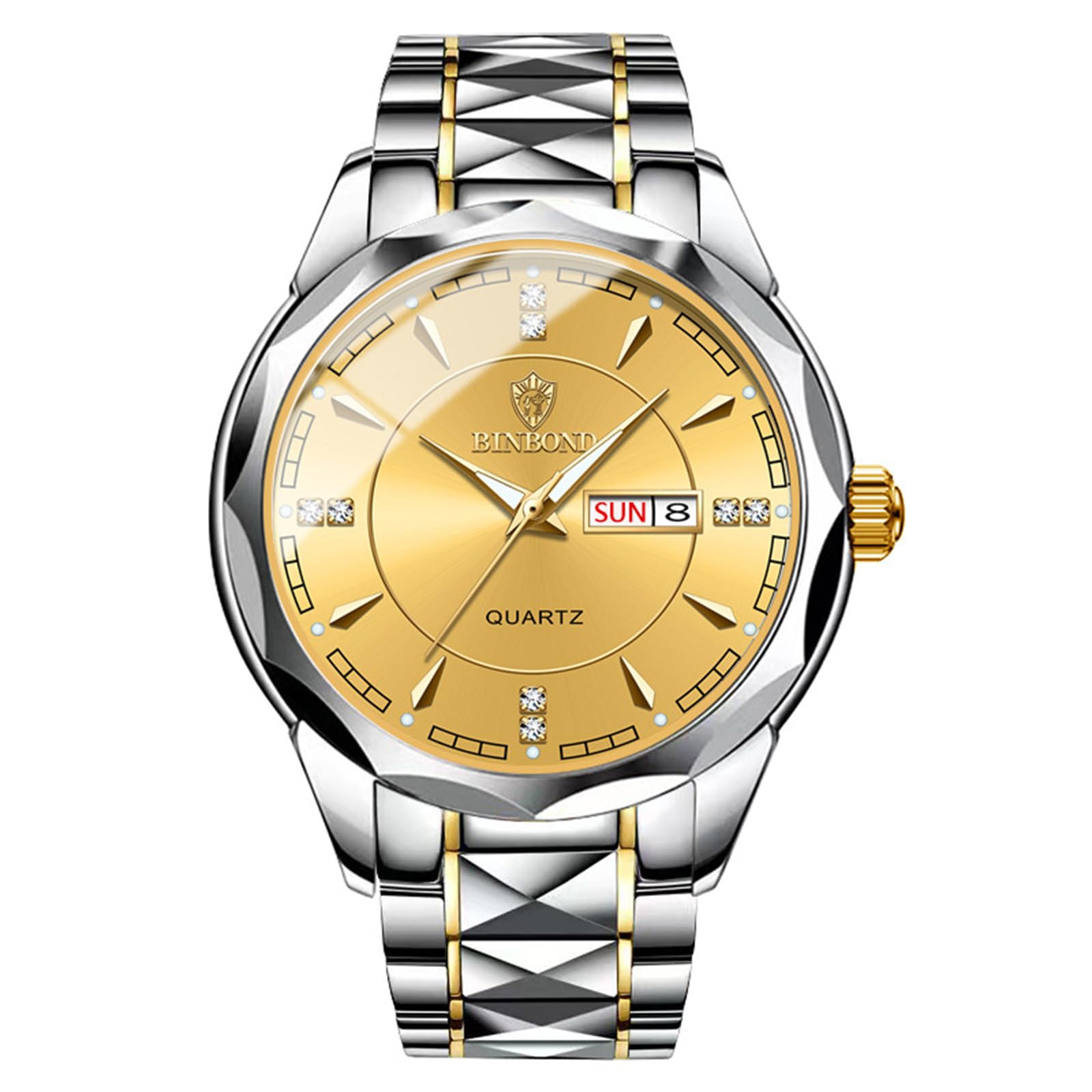 OIDEA Armbanduhr mit Datum Edelstahl für Pärchen: Analog Quarz Herrenuhr Damenuhr mit Leuchtzeiger Stundenskala Zifferblatt Geschenk für Verliebte Paare Partner Herren Damen Gold Schwarz Silber