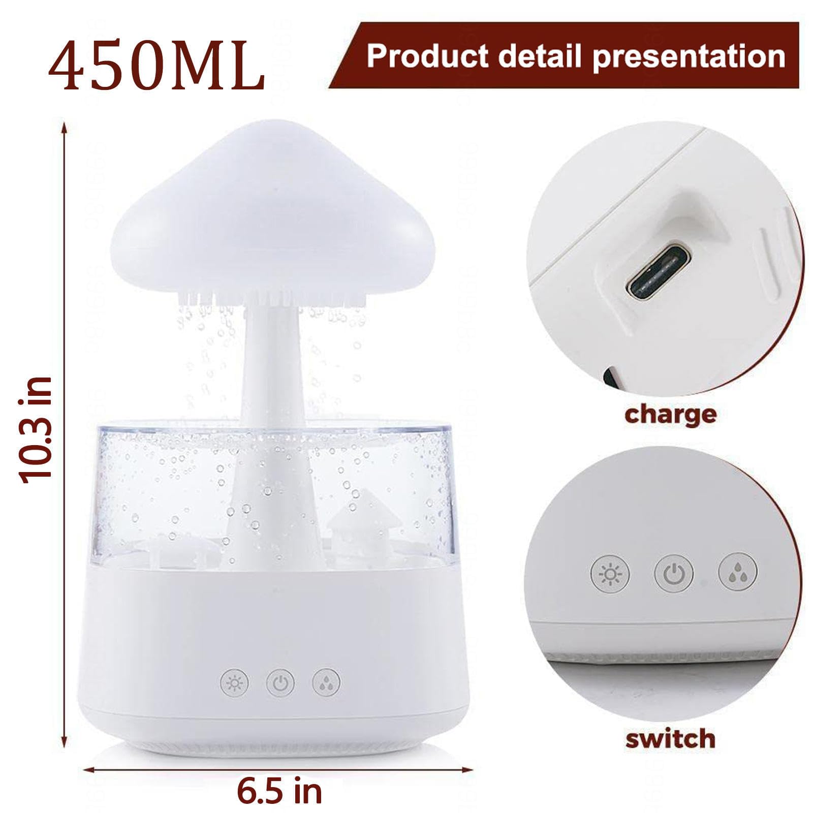 Amazon.co.jp: きのこ加湿器, アロマディフューザー 7色LEDライト 明