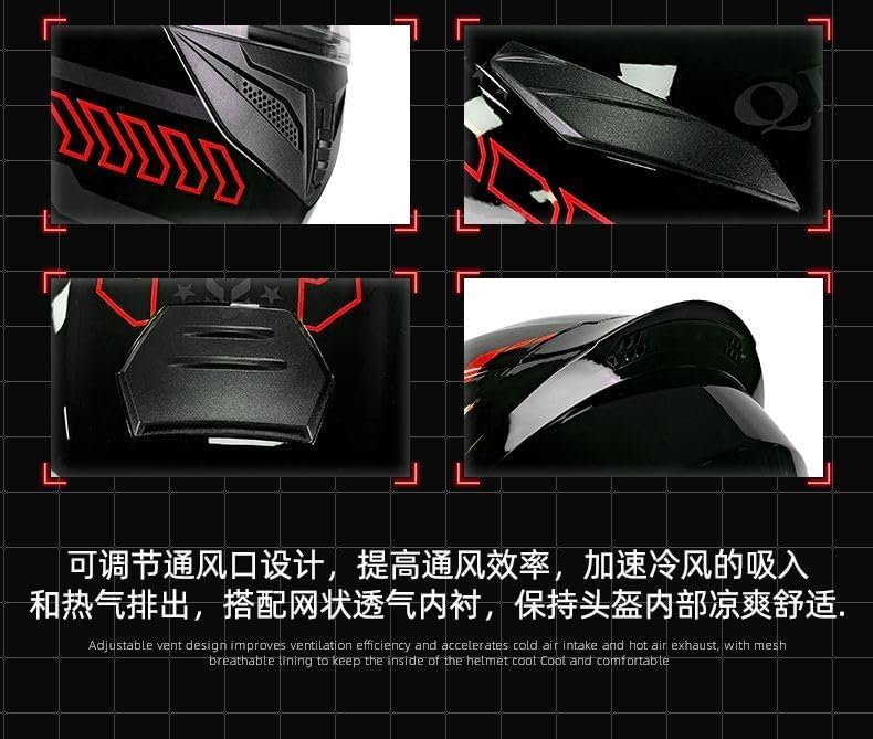 Miniatura 5 de Casco de motocicleta de cara completa Dragon DOT aprobado para motocicleta, ciclomotor, bicicleta de calle, motocross, carreras, casco de moto de