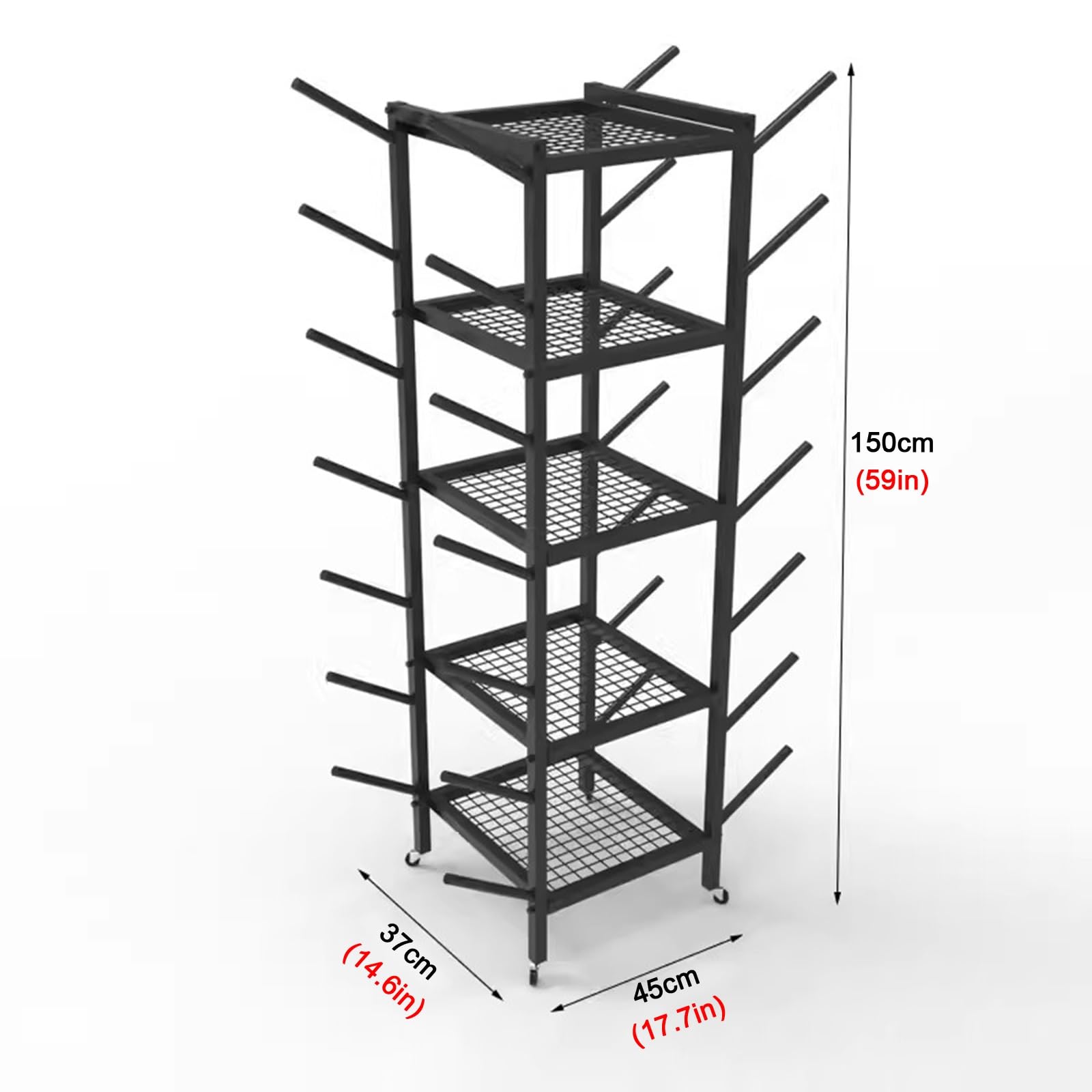 Soporte para esterilla de yoga, estante independiente de 5 niveles para almacenamiento, organizador móvil para rodillos de espuma y alfombrillas de fitness, ideal para gimnasio en casa