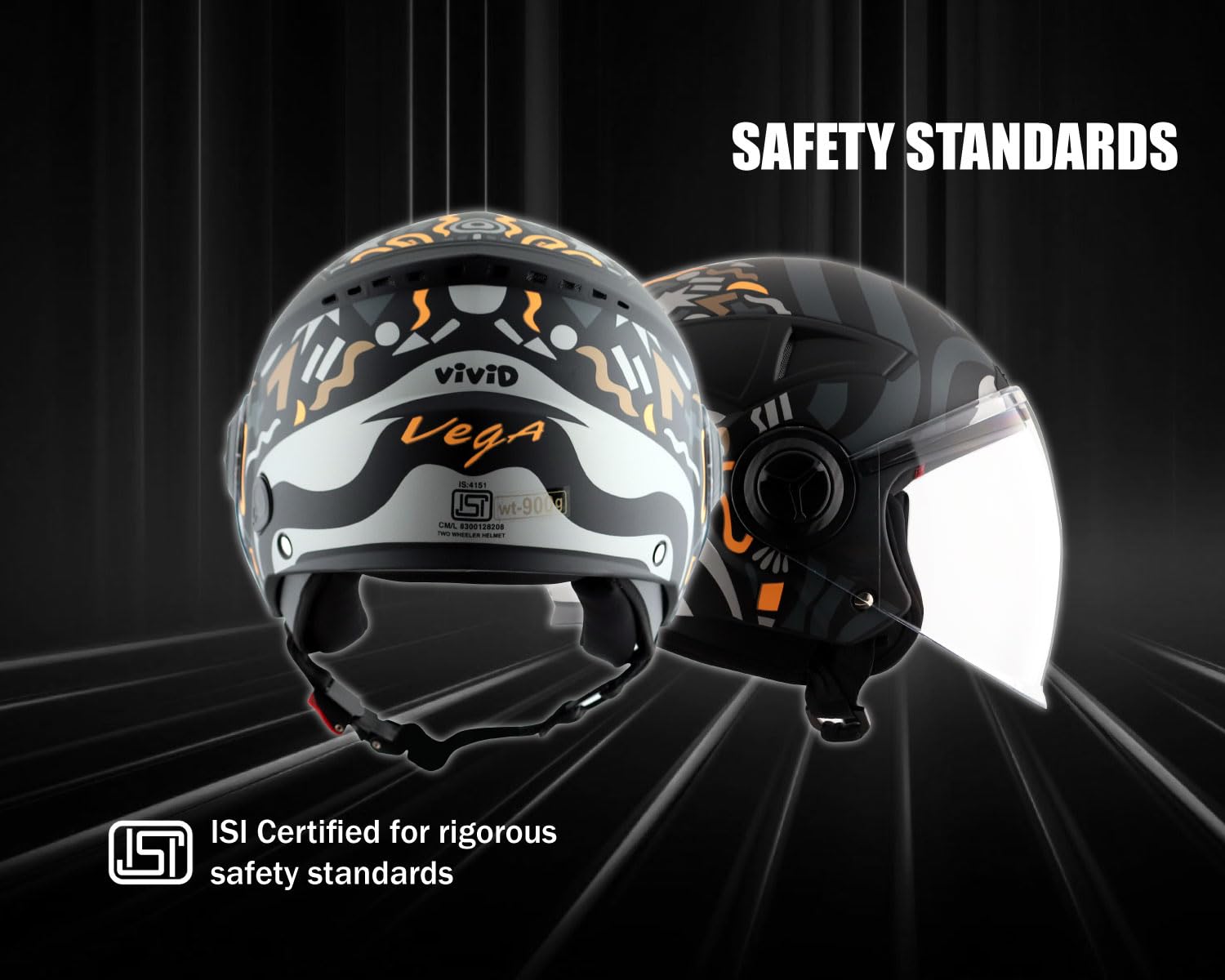Vega ABS Plastic Blaze Dx BZ1 Open Face Helmet (Dull Black Grey