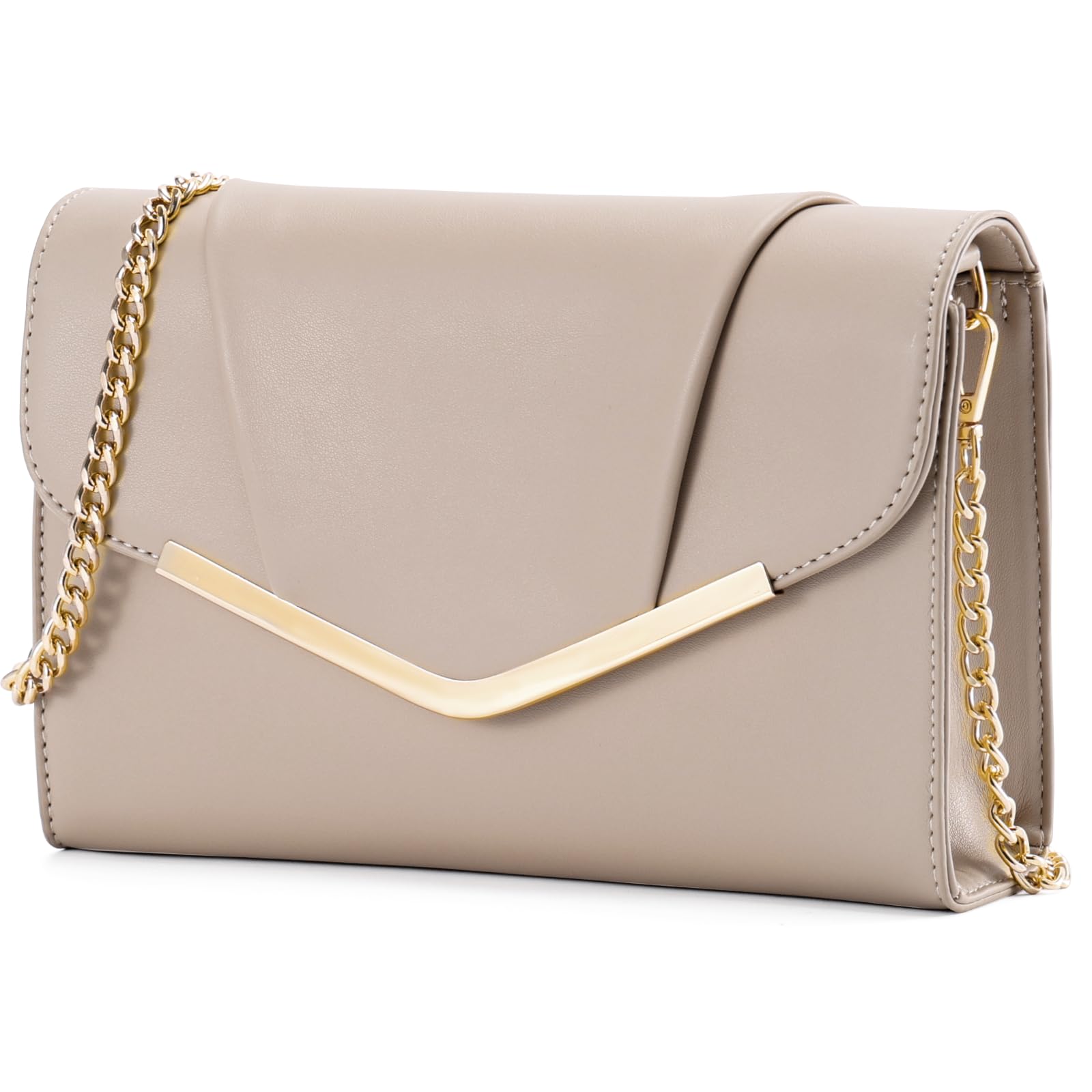 VASCHY Clutch Purse for Women,Fashion Envelope Evening Small Formal Handbag Foldover Crossbody Shoulder Bag for Wedding,Party Nude