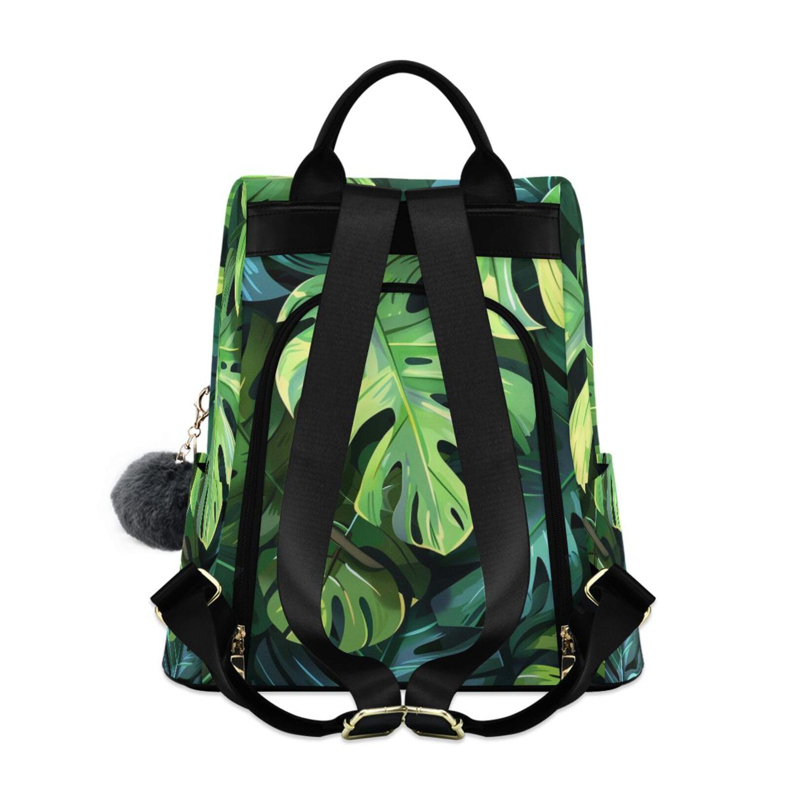 JIPONI Tropical Monstera Leaf Backpack Purse for Women Anti Theft Back Pack Casual Daypack Shoulder Bag