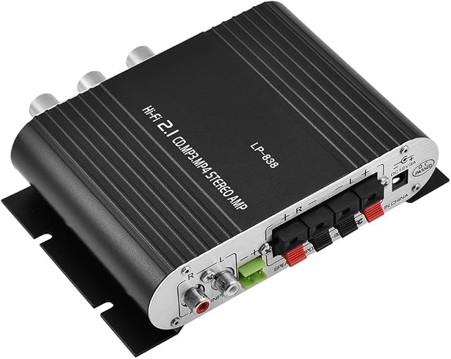 Queen.Y Mini Amplifier, Hi-Fi 2.1 Audio Power Digital Stereo Amplifier Amp, Aluminum Alloy Solid Case High Power Amplifier Super Bass Compatible with CD MP3 MP4 iPod Motorcycle Car
