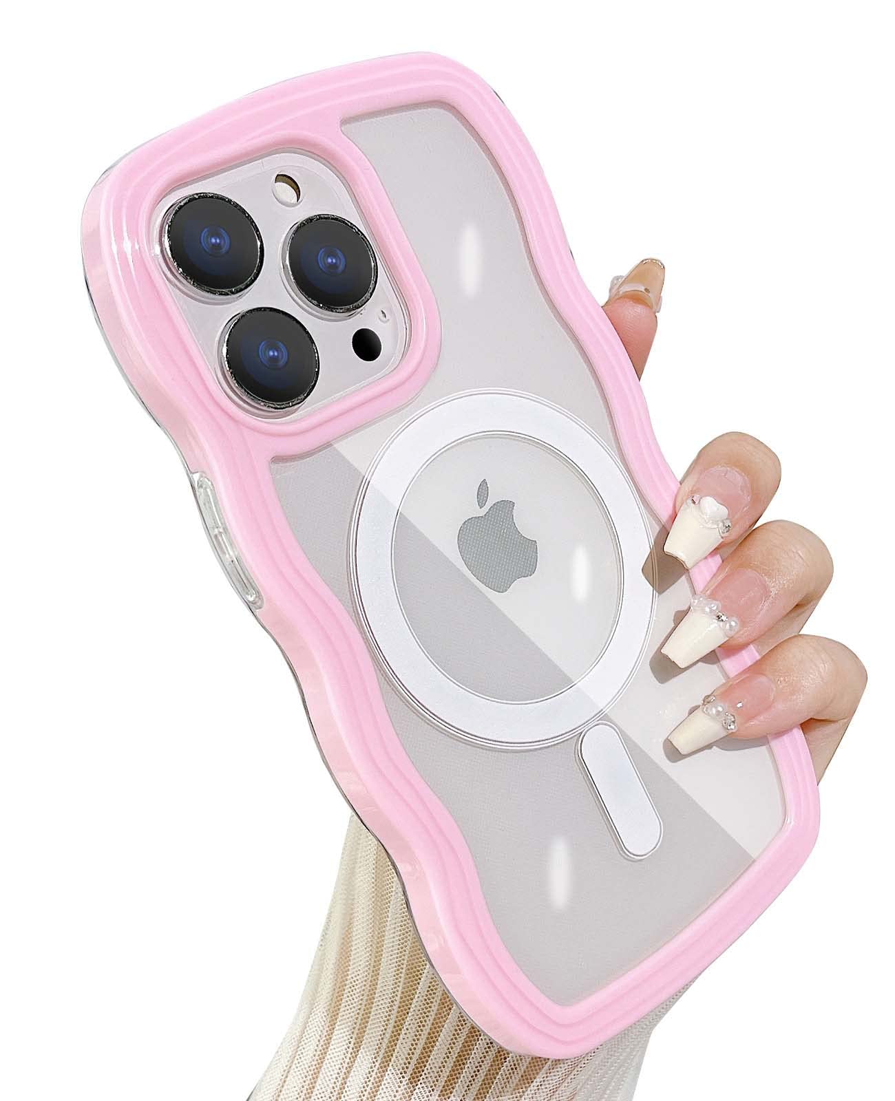 Yeddabox Compatible for iPhone 14 Pro Case with Magsafe, Wave Magnetic Phone Case Cute Water Ripple Candy Colors Frame Shockproof for iPhone 14 Pro