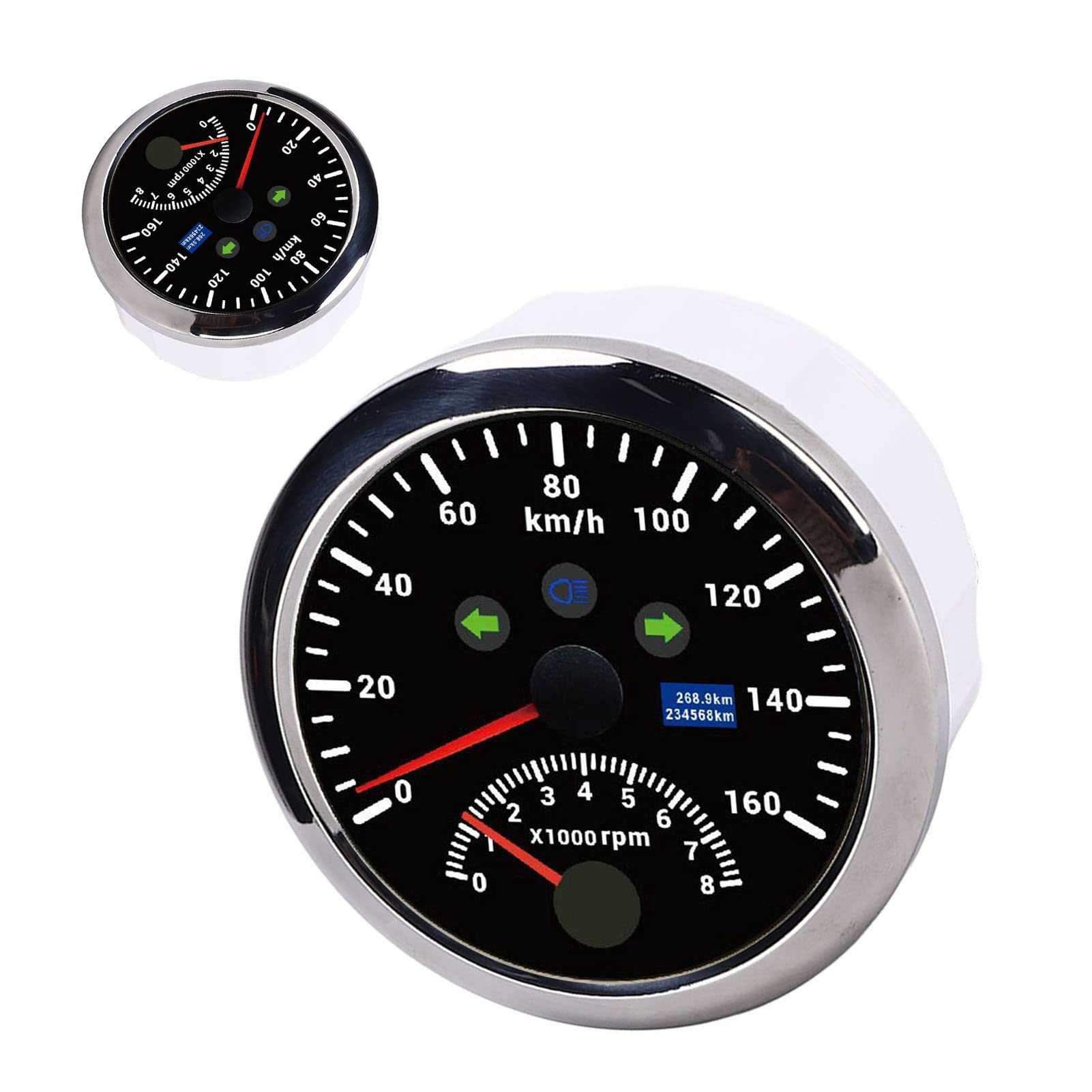 Ejoyous Speedometr GPS, Wysoka dokładność Wskazania, Niskie Zużycie Energii, Szerokie Napięcie Robocze, Wodoodporne IP67, Liczba Liczby Prędkości 85 Mm ((Czarny CX8201))