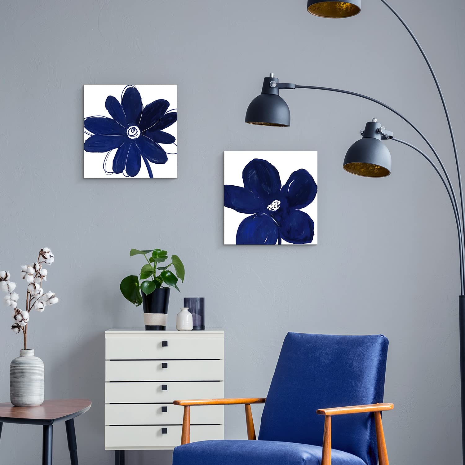 Amazon.com: Creoate Navy Blue Canvas Wall Art for Bathroom