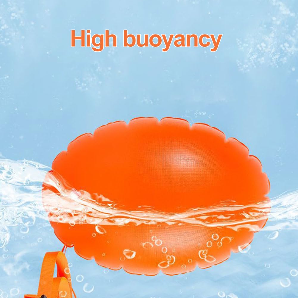 Schwimmboje, Swimming Buoy, Boje Schwimmen, Aufblasbare Trockentasche, Swim Boje, Geeignet für Schwimm-, Schnorchel- und Triathlon-Enthusiasten, Doppelairbags, Orange, 50 x 40cm