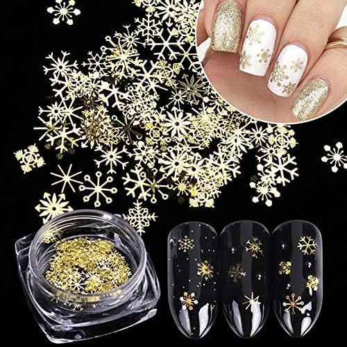 Christmas Nail Art Glitters Snowflakes Nail Sequins 3D Nail Art Decals Holographic Laser Nail Flakes Stickers Acrylic Nails Design Glitter Xmas Nail Art Supplies Decorations (2 Boxes)