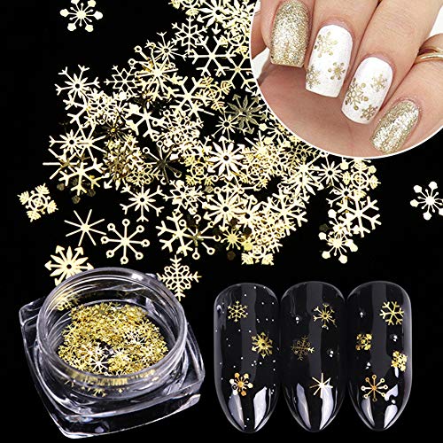 Christmas Nail Art Glitters Snowflakes Nail Sequins 3D Nail Art Decals Holographic Laser Nail Flakes Stickers Acrylic Nails Design Glitter Xmas Nail Art Supplies Decorations (2 Boxes) #TOP1