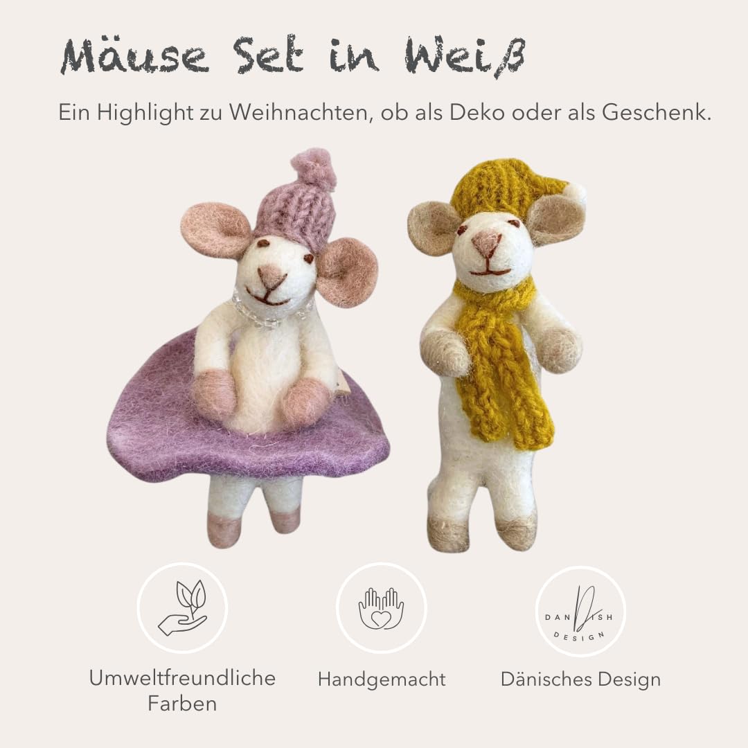 Handgemachte Filzmaus Weihnachtsdekoration - Fairtrade Aus Nepal 13x4,5cm