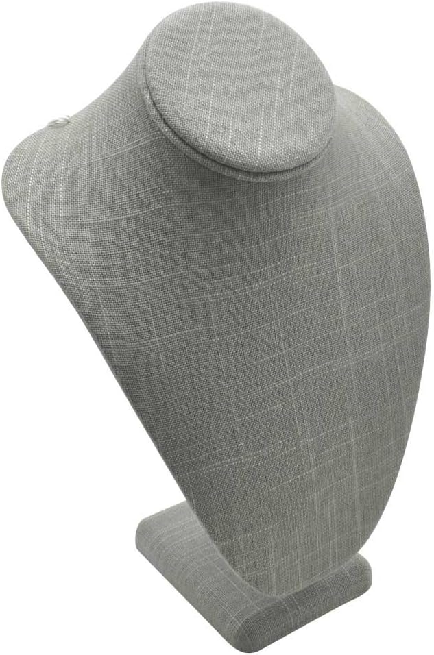 Grey Linen Jewelry Necklace/Chain/Choker Display Stand ~ 11" Tall