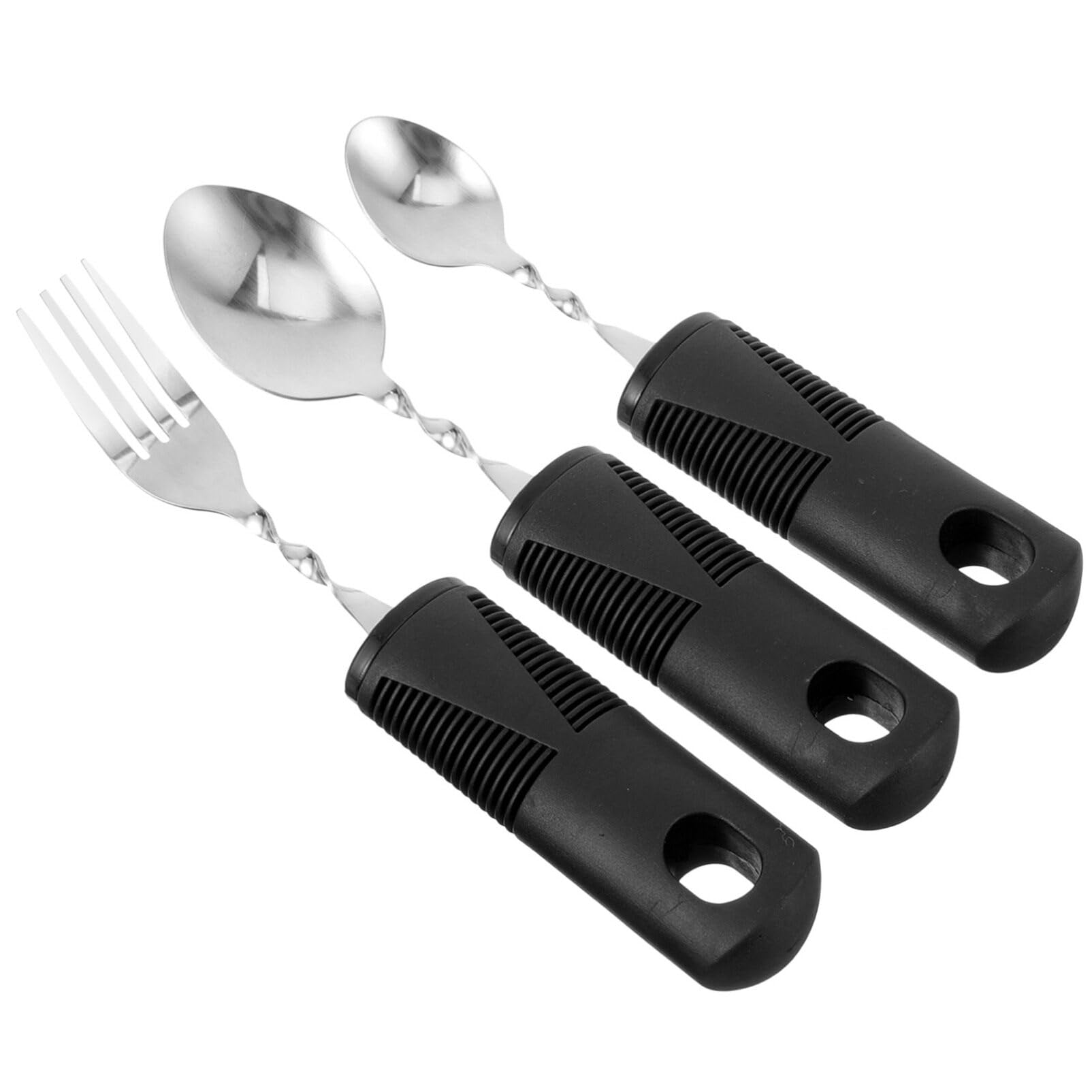 minkissy Adaptive Utensils Elderly Cutlery Silverware Set Large Handles Fork Spoon for Disabled Patients Portable