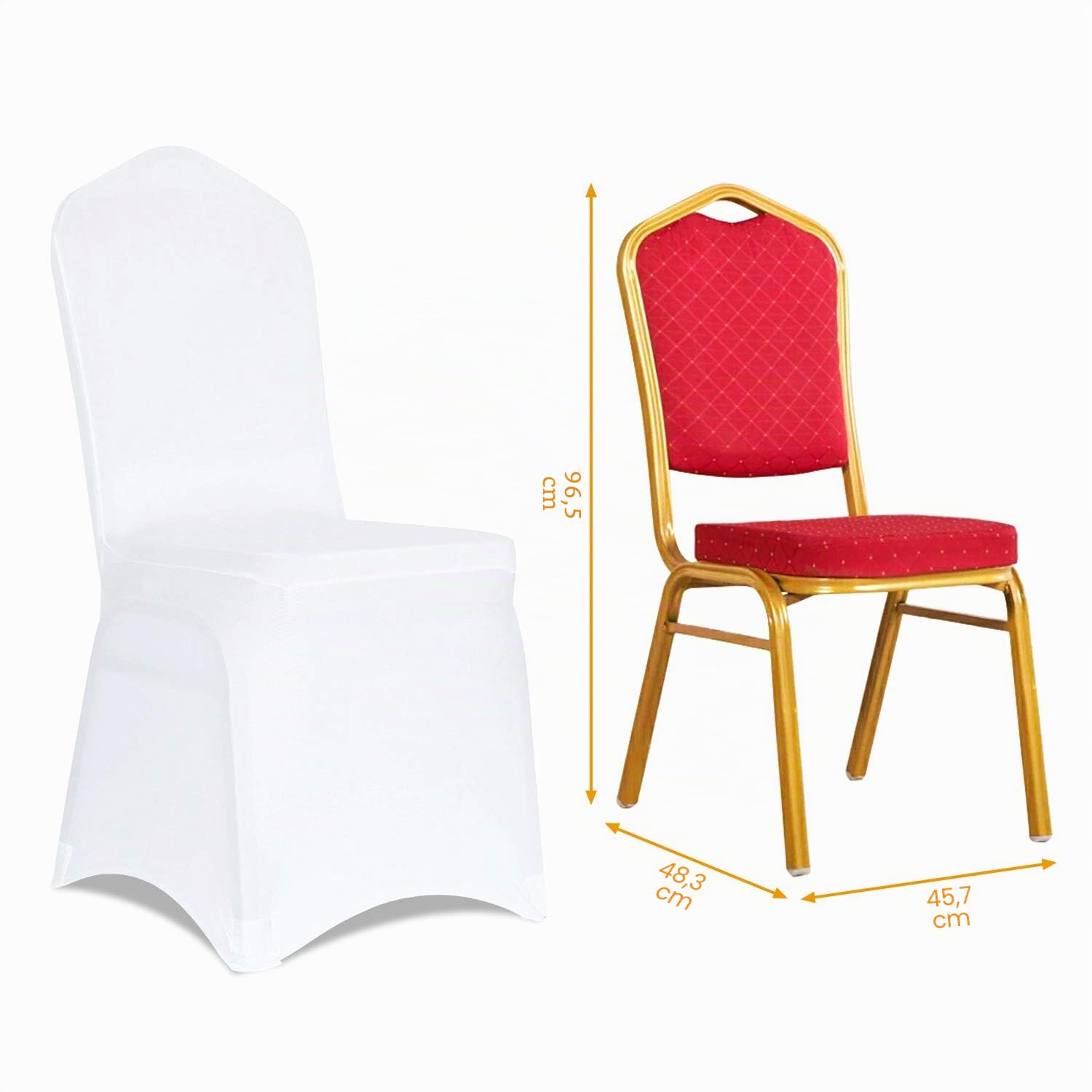 Stuhlhussen Weiß 50 Stück Stuhlüberzug Abnehmbarer Waschbarer Stuhlbezug für Schalenstühle, Stretch Stuhlhussen für Hochzeit, Party, Hotel, Restaurant