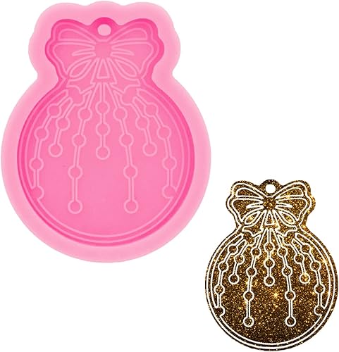 Molde redondo brillante de resina para adorno de Navidad, moldes de fundición de resina epoxi para bricolaje, adornos de Navidad, llaveros,