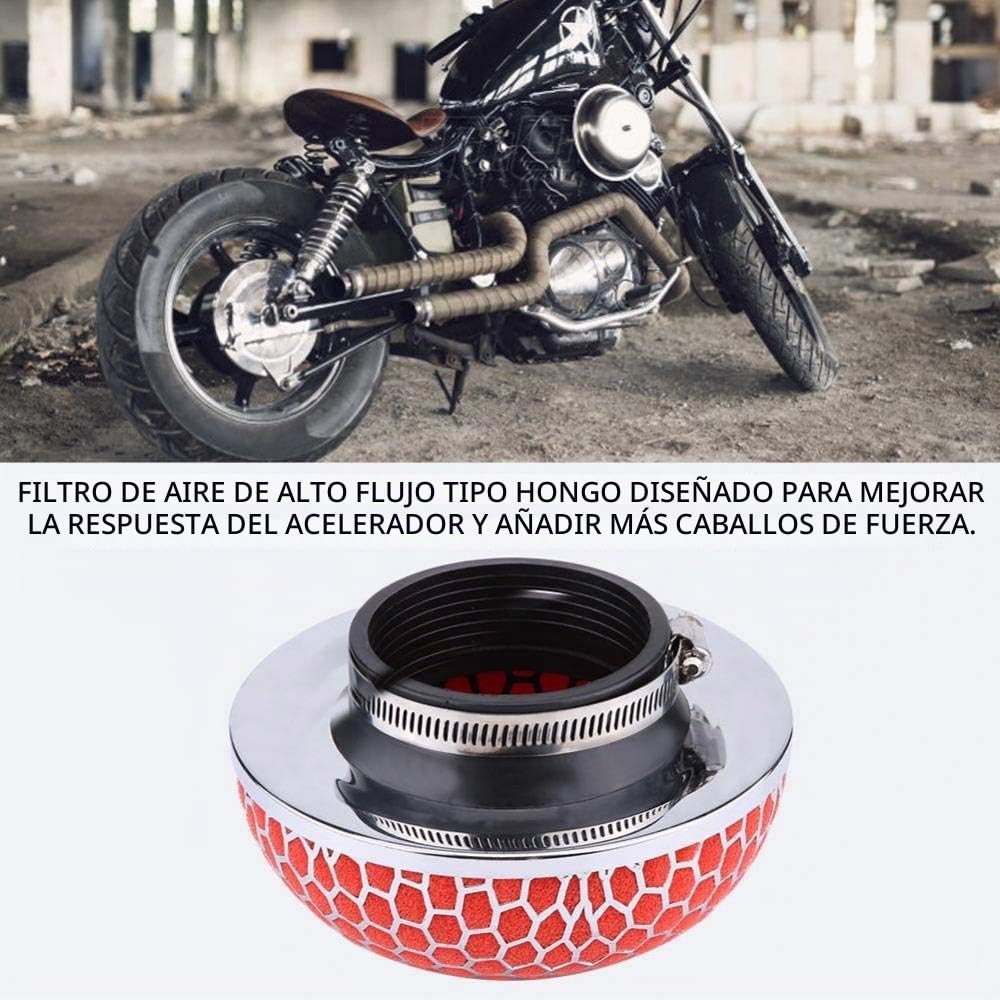 EVGATSAUTO Reemplazo del filtro de aire del automóvil, limpiador universal de admisión de aire para automóviles de gasa de espuma de hongo de alto flujo para la mayoría de los automóviles.(rojo)