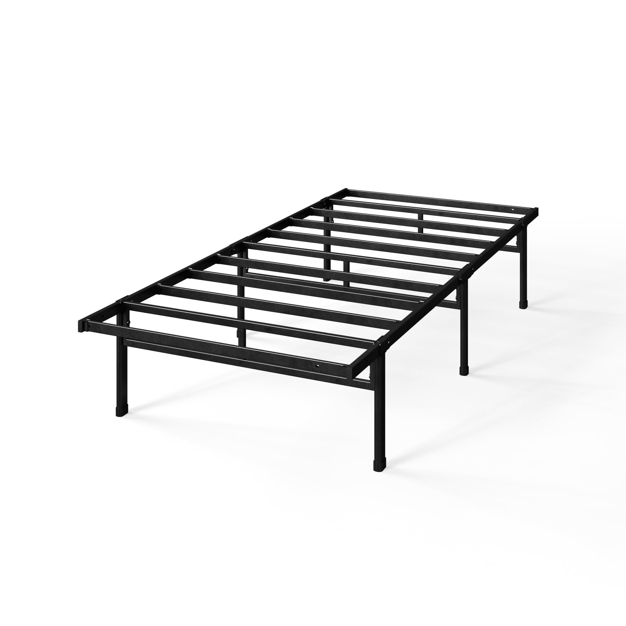 Zinus Justin Łóżko 90 x 190 cm z metalowymi listwami, solidna stalowa rama łóżka jednoosobowego, przechowywanie pod łóżkiem, łatwy montaż, czarne