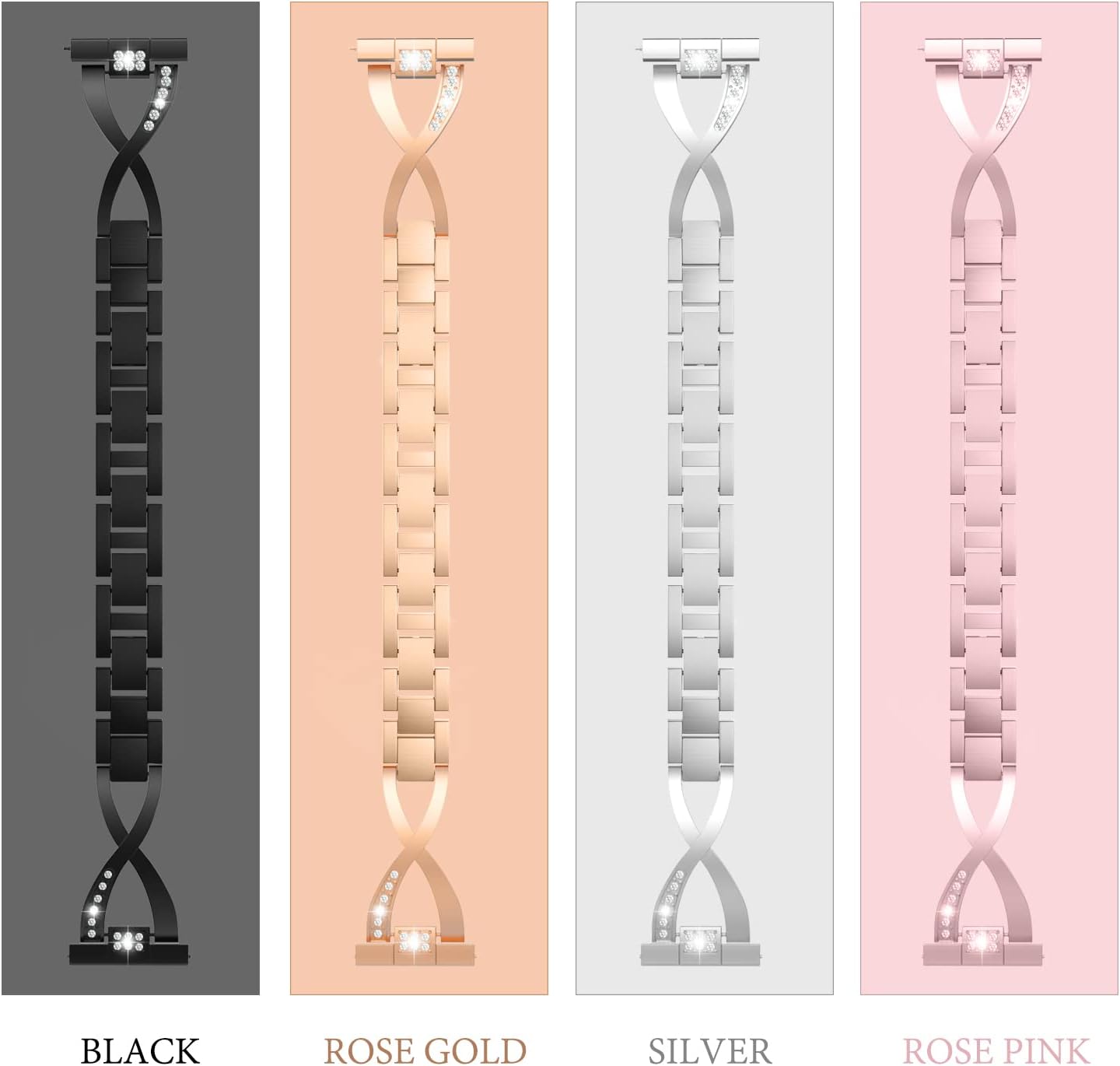TiMOVO Band Replacement Compatible for Fitbit Versa/Versa Lite/Versa 2, Premium X-Link Alloy Band with Inlaid Rhinestones Fit Fitbit Versa/Versa Lite/Versa 2 - Silver