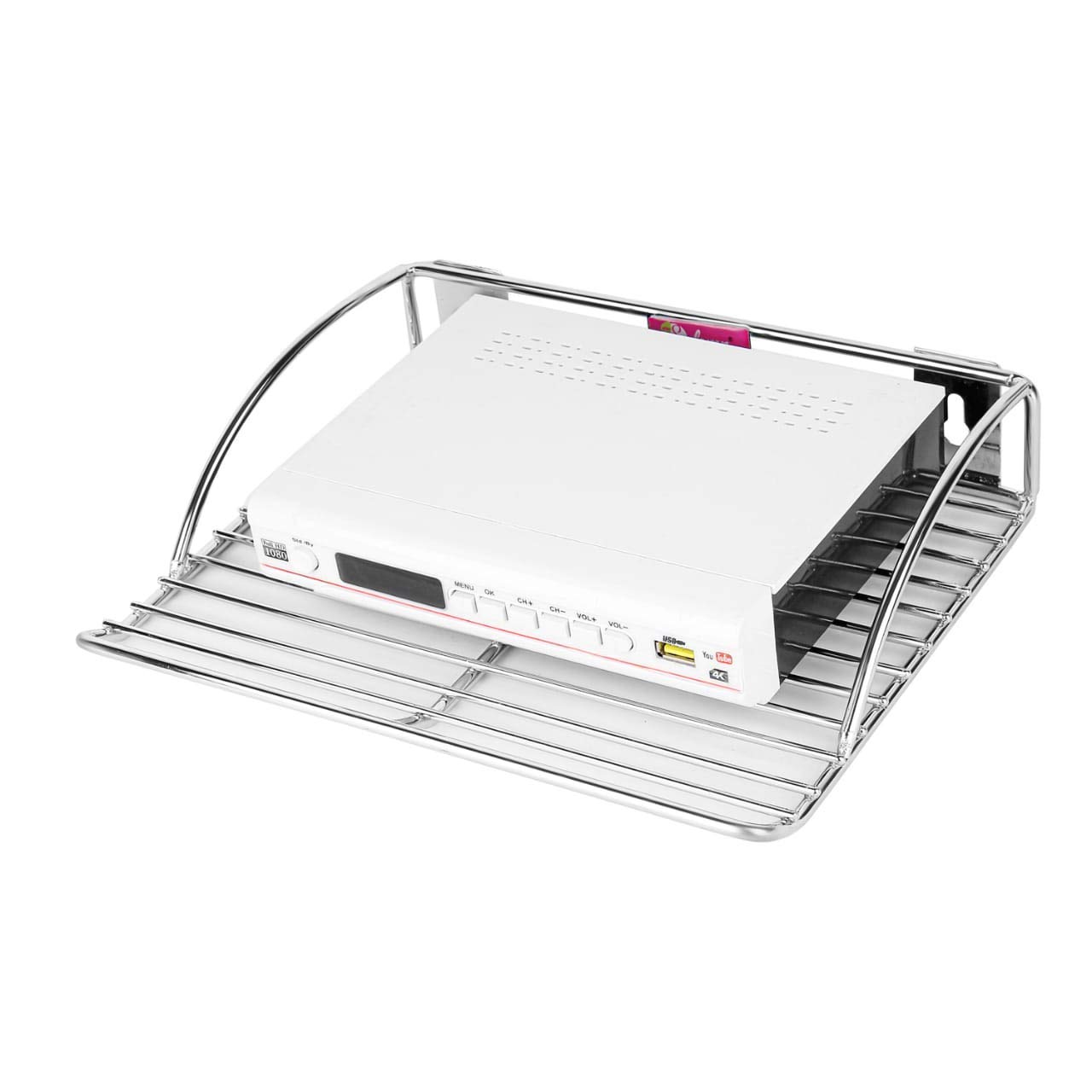 Solemn Steel Wall-Mounted Set Top Box Stand & Wi-Fi Router Holder, Decorative Telephone & Stabilizer Shelf for Organized Setup