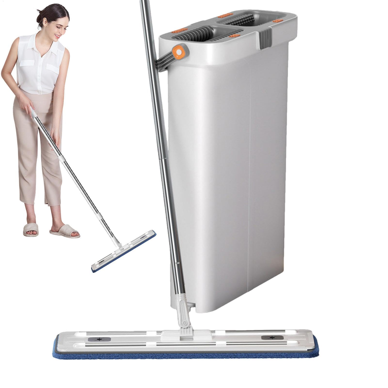 Fregona Y Cubo para Limpieza De Suelos Fregona Twist 2 Paños Microfibra | Cubo para Limpieza de Ventanas del Hogar