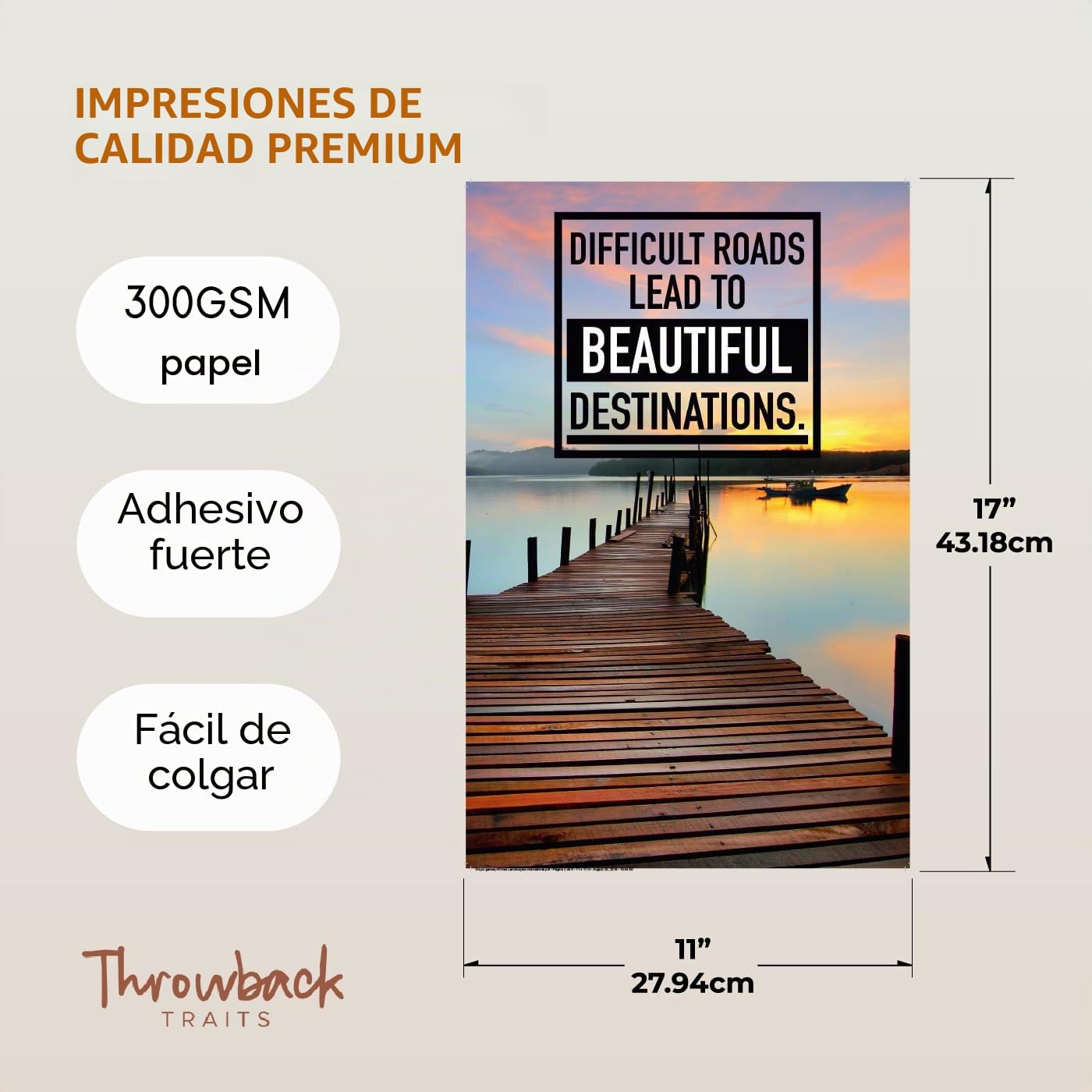 Throwbacktraits Póster inspirador de pared para decoración de aula. Citas positivas y arte de pared de oficina