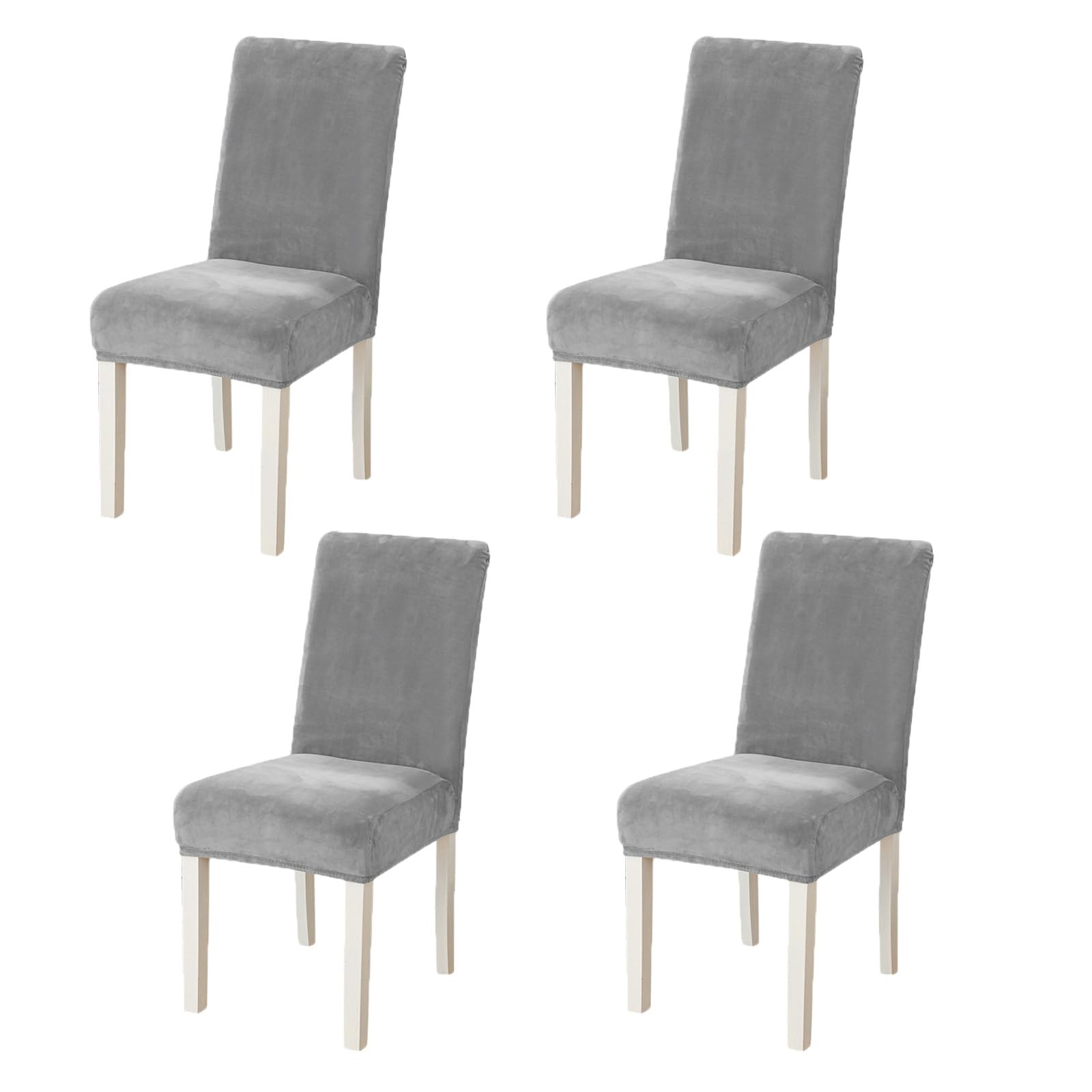 Jupsk Fundas Sillas de Comedor Pack 4, Funda de Silla de Tejido de Terciopelo Elástico, Chair Covers Lavable y Desenfundable, Deco para Banquete (Gris)