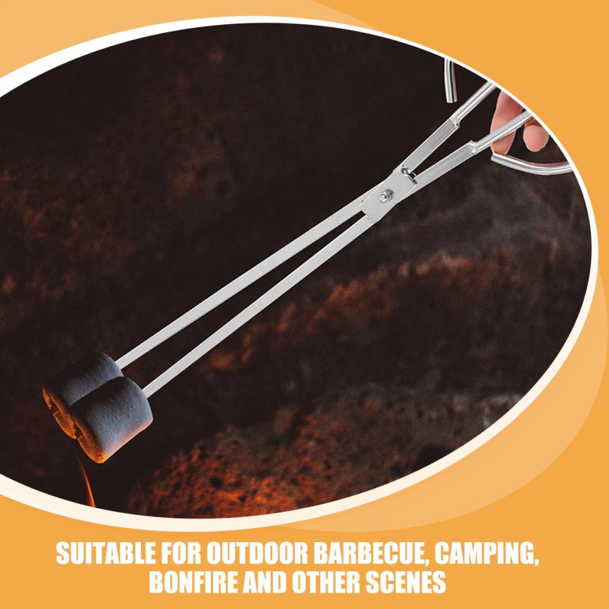 Holibanna Pinza Per Carbone in Acciaio Inox Manico Lungo 60cm Pinza Per Braciere e Stufa Utensile Per Barbecue e Campeggio Per Stabilità e Resistenza Accessorio Versatile Per Cucina All'aperto