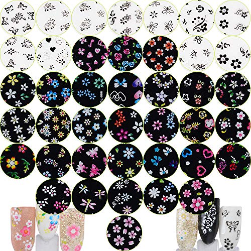 JNCH 90 Blatt Nagelsticker Aufkleber Fingernägel 3D Blumen Design Selbstklebend Tattoo Sticker Nail Art Tipp Maniküre… – Bild 4