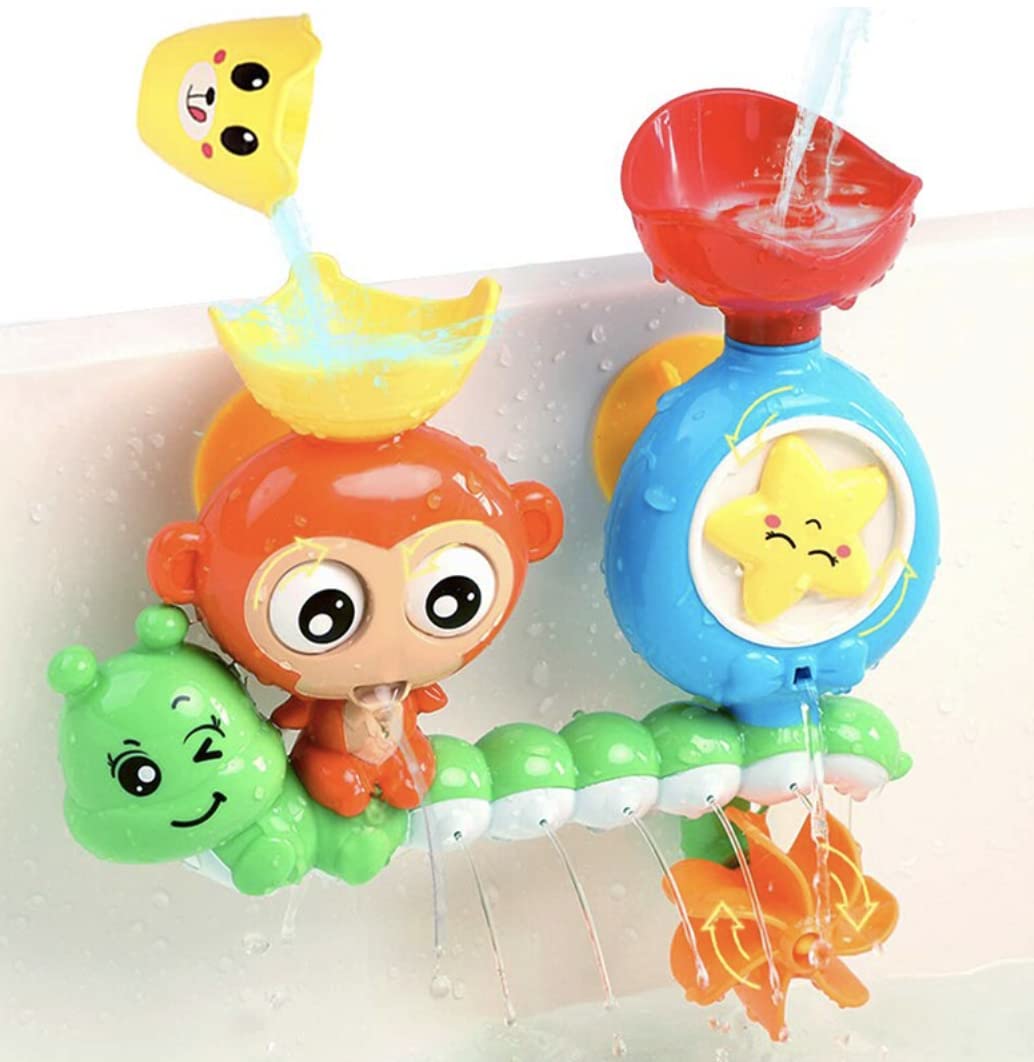VINIFREDYMonkeys Bath Toy Kids Bath Toy Monkey for 3, 4, 5 Years Bath Tub Toy Wall Sunction Cup Track Monkey Water Toys Kids Gift Toy Set