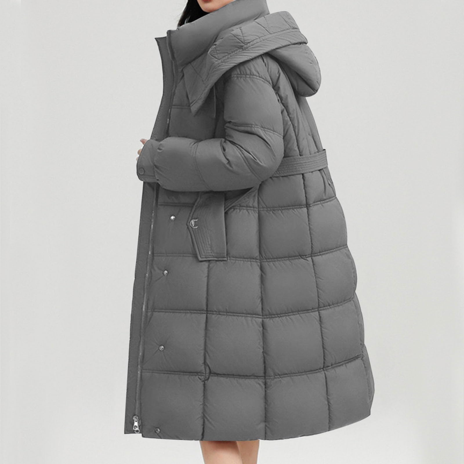 HAOLEI Abrigo Acolchado Mujer,Chaqueta Mujer Invierno Gruesa Chaquetas Acolchado Manga Larga Cálido Abrigo Parka con Capucha Viento Cremallera Cazadora Algodón Invierno Ligero Outwear con Bolsillos