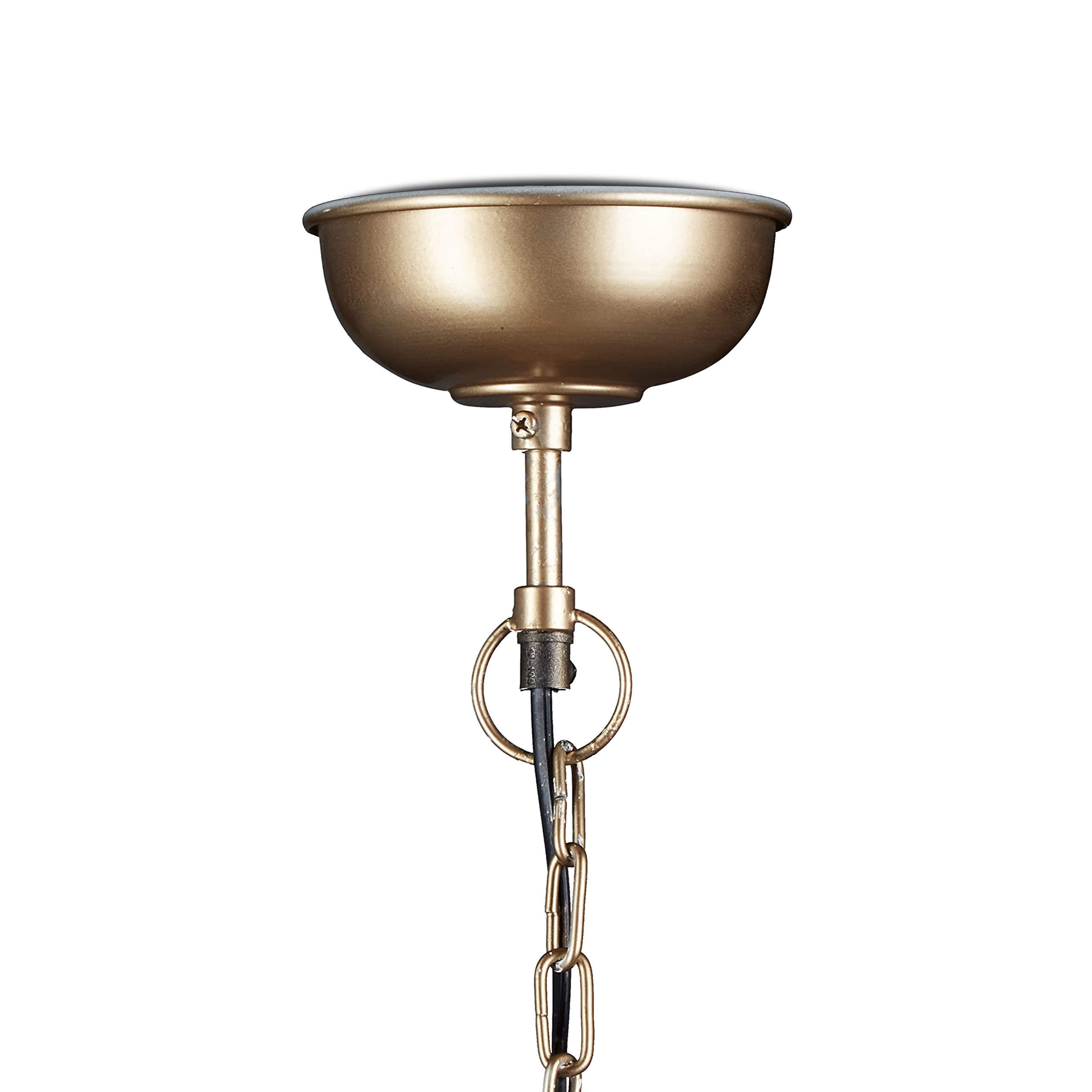 Relaxdays Industrialna lampa wisząca w stylu shabby, dekoracja do jadalni, lampa wisząca, średnica = 40 cm, złoty, metal, 40 W