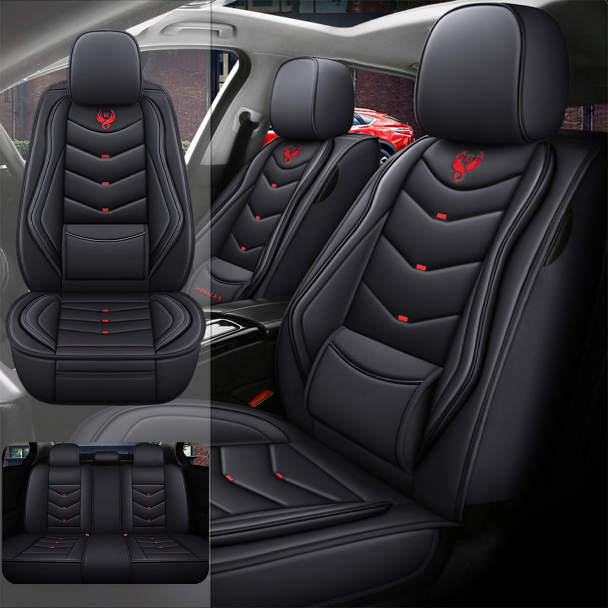 Car Seat Cover for Nissan Titan 2017-2024 Waterproof and Dustproof Faux Leather Airbag Compatible Cushion Protectors Guards Car