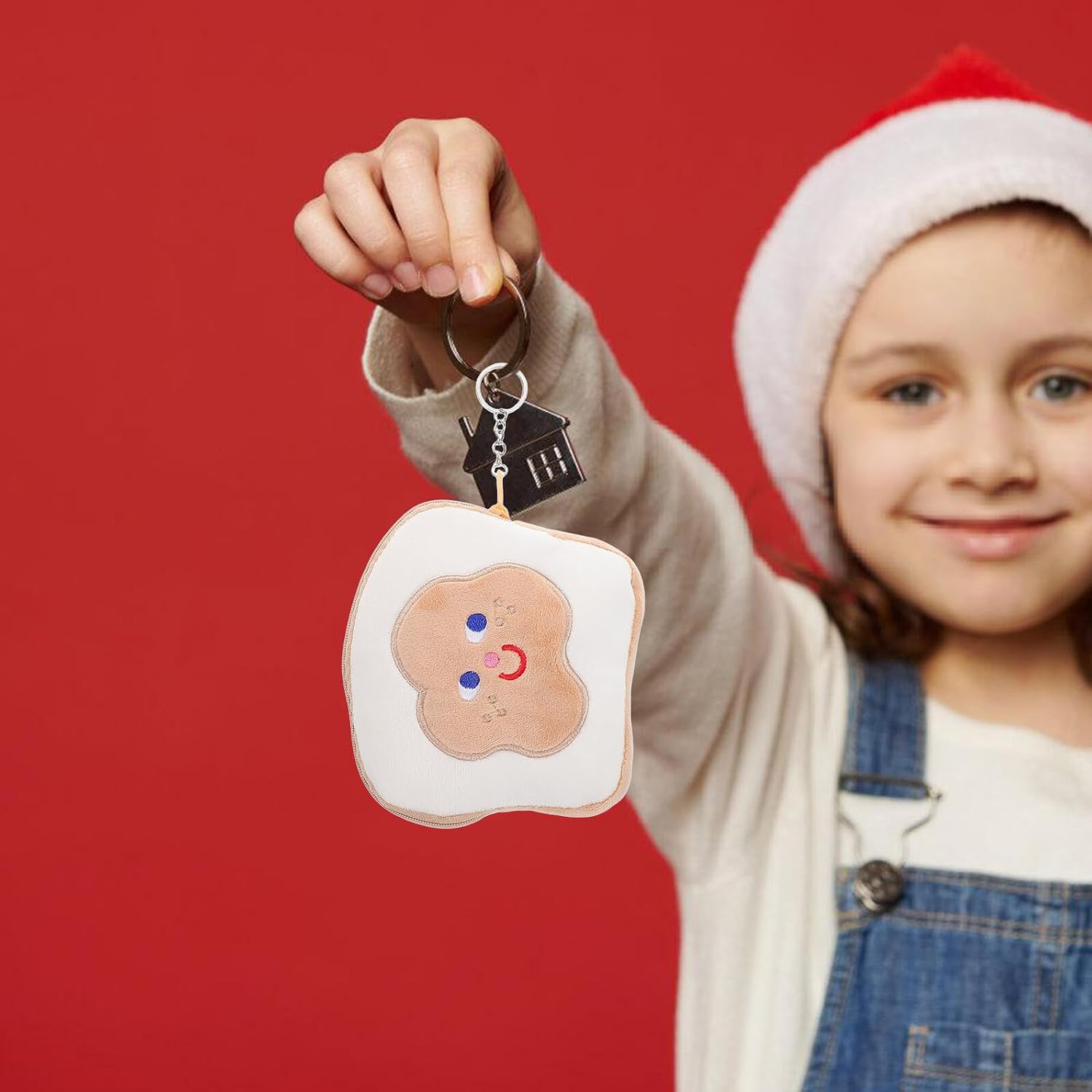 Uonlytech Cute Bread-shaped Coin Purse Mini Coin Holder with Keychain Small Wallet for Handbag and Backpack Accessories