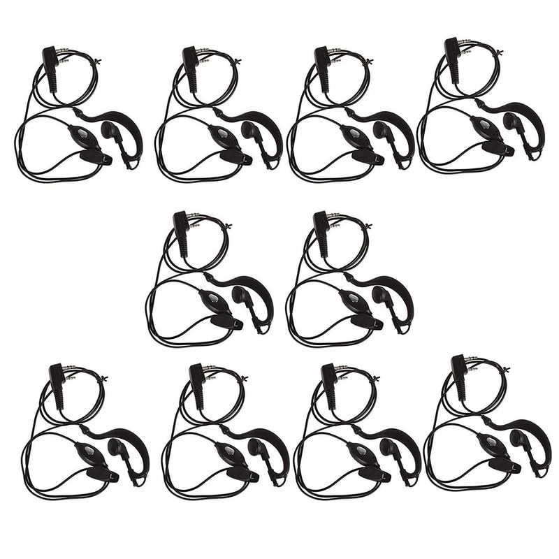 RENMAX PTT EP-10(N) Wired PTT Earphone 2-Pin K Type Connector 2.5 mm & 3.5mm Audio Jack 1.15 mtr Wire Length Earpiece Suitable for Models FB-888S VU-5R etc - Pack of 10