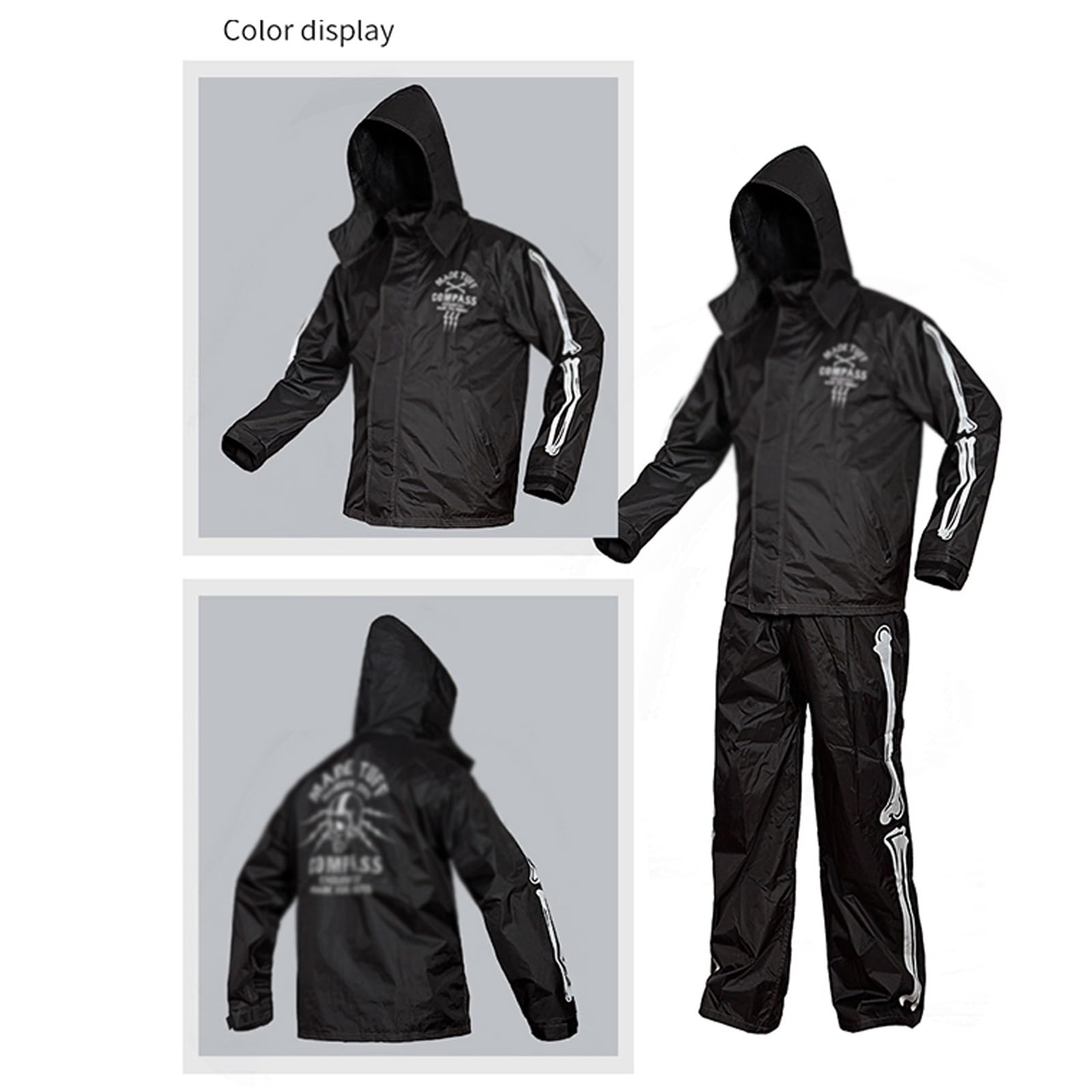 Chubasqueros Traje De Lluvia Hombres Mujeres Unisexo Chaqueta Impermeable Con Capucha Pantalones Cintas Reflectantes Para Ciclismo Senderismo Deportes Al Aire Libre ( 32-33 , 3435 , 36-37 , 38-39 , 40