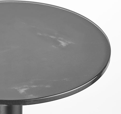 Miniatura 5 de mDesign Mesa de noche lateral o extremo superior de cristal, mueble de mesita de noche de metal redondo alto y moderno para sala de estar,