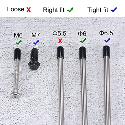 TA-VIGOR 100Pcs Rubber End Caps, 6mm ID Round Flexible Screw End Caps Thread Protectors - Image 4