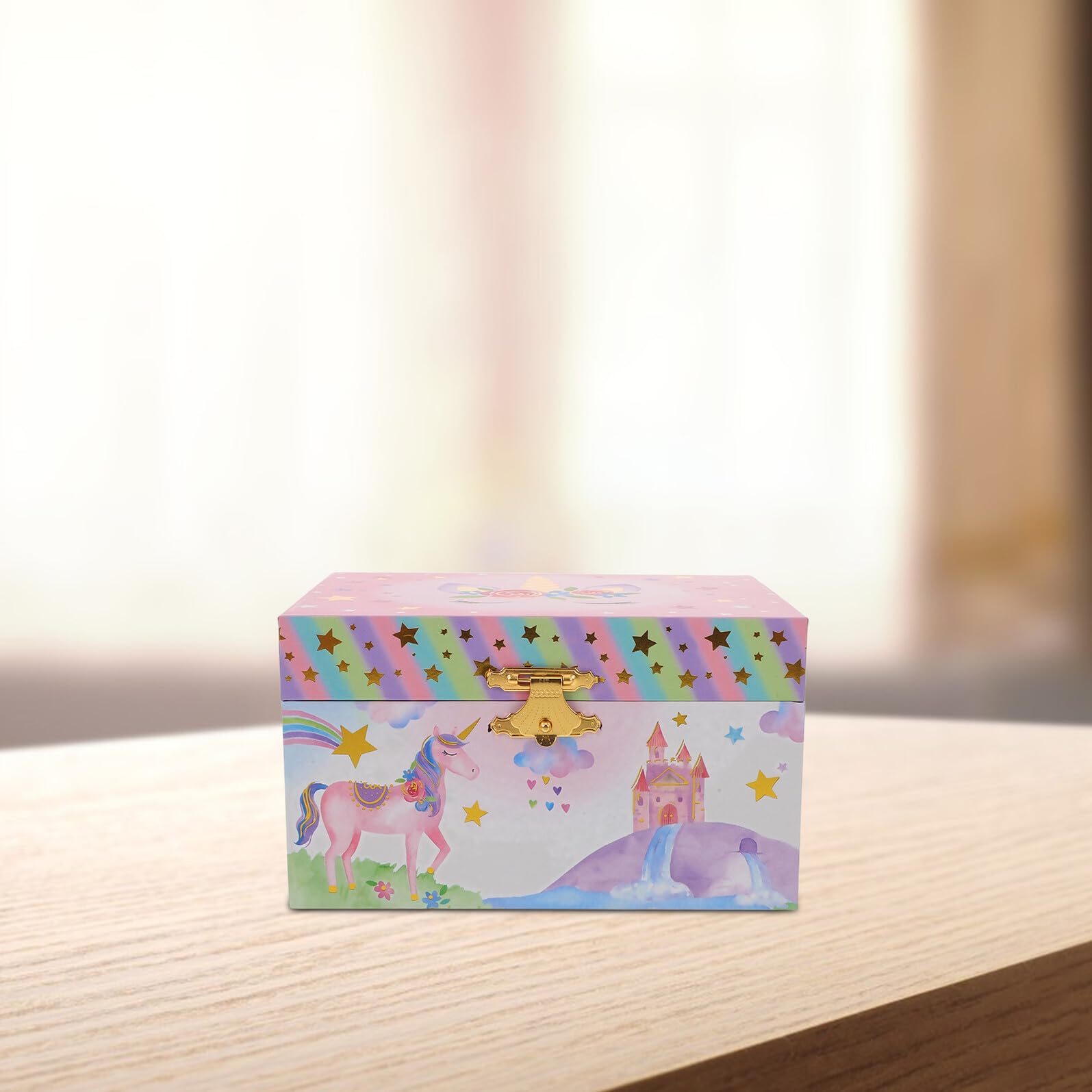 Abaodam Joyero Musical Pequeño de Unicornio para Niña Caja de Música Decorativa Multifuncional Estuche para Guardar Joyas con Melodías Obsequio de Cumpleaños y Escritorio