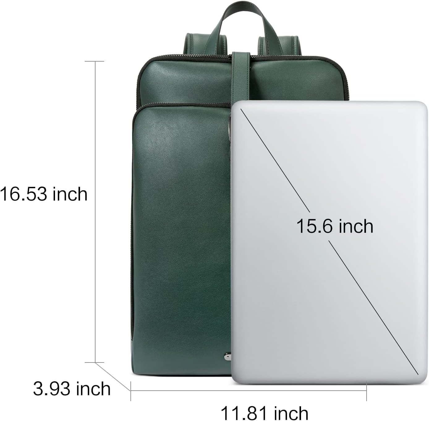 CLUCI Leather Backpack for Women, 15.6 inch Laptop Bag, Large Genuine Work Backpack Travel Back - Image 4