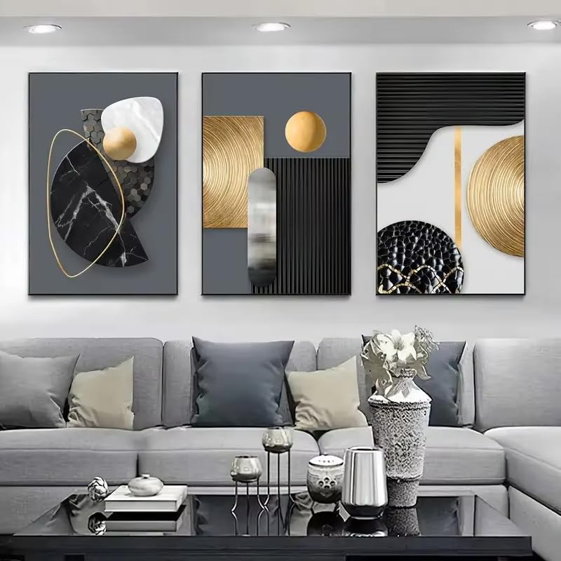 Affiche sur toile géométrique abstraite, décoration salon moderne marbré