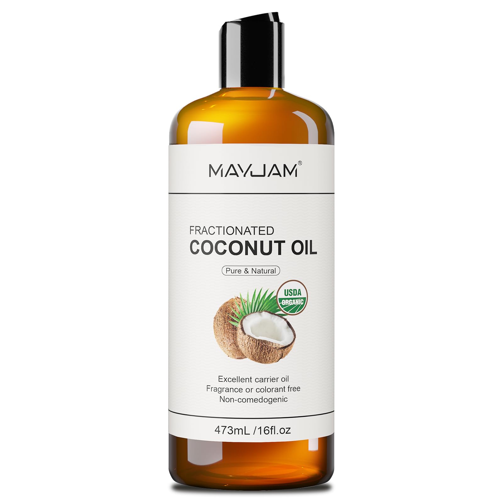 MAYJAM Fractionated Coconut Oil 473ML Premium Grade Organic Coconut Oils Carrier Oil for Hair, Body, Skin, Face, DIY Blends Body Oils Men Women 16 OZ