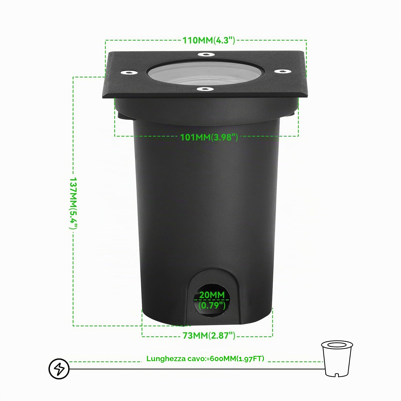 4pcs Faretti Led Esterno per Gu10 3w 230v Bianco Caldo 3000k, IP67 Impermeabile Segnapasso Led Esterno, Segnapassi led esterno per Esterni, Giardino, Terrazza, Cortile, Passerella