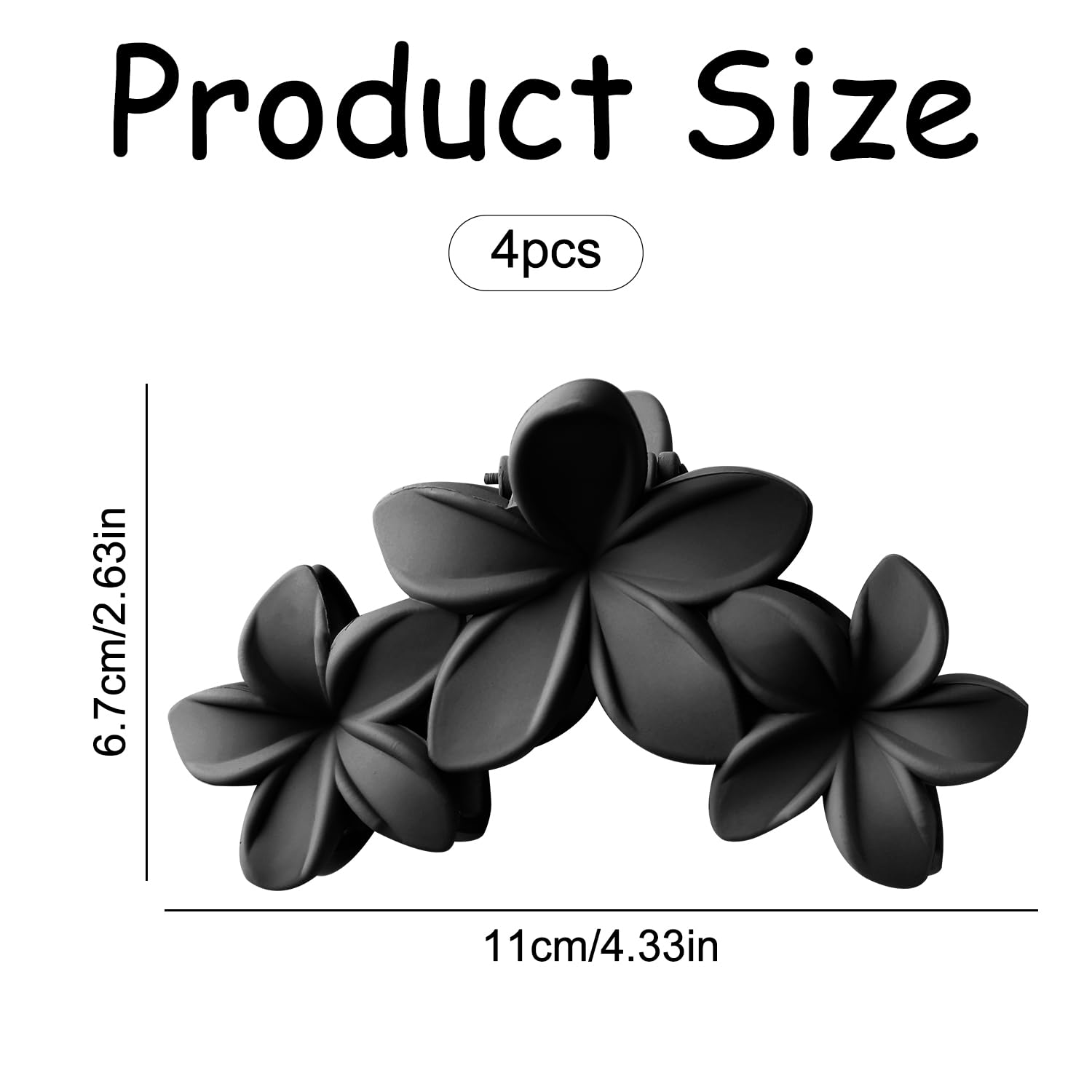 Bojueshaw 4pcs Flower Hair Clips,Strong Hold Large Claws Clips,Elegant Hair Clips,Non-Slip Matte Hawaiian Flower Claw Clips for Thick Thin Hair - Image 2