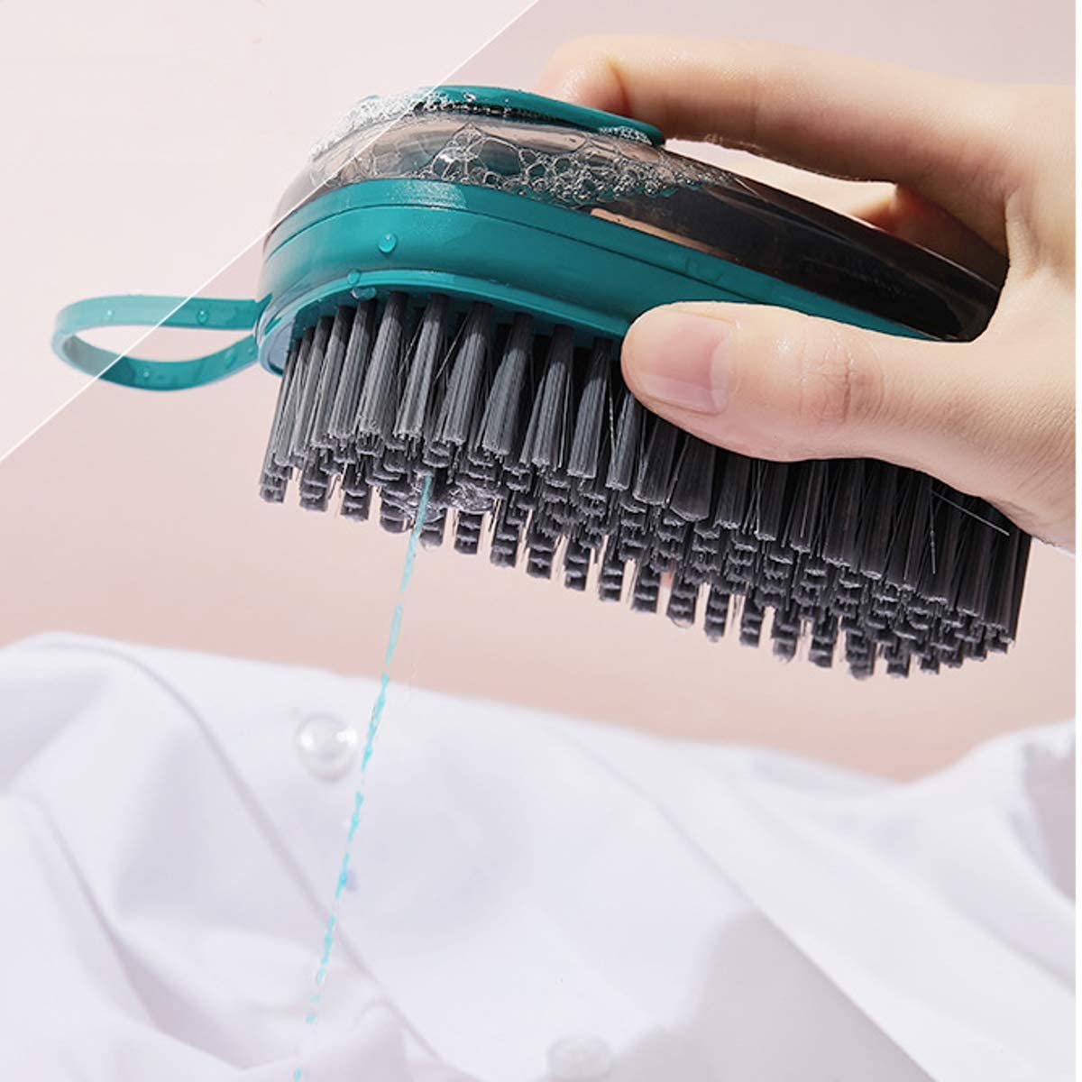 Primetan Scrub Brush, Quality Soft Laundry Clothes Shoes Pot Washing Scrubbing Brush, Automatic Liquid Addition, Easy to Grip Household (Dark Green)
