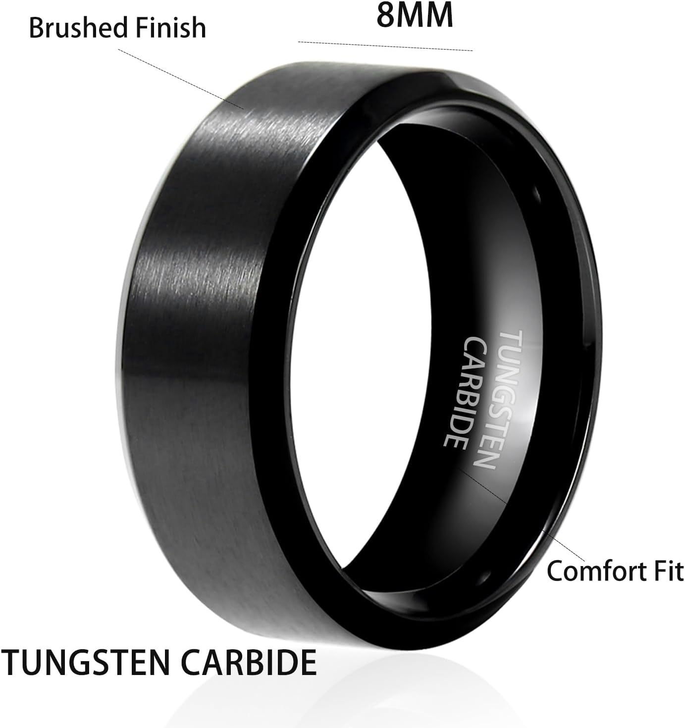 8mm Black Tungsten Rings for Men Women Wedding Band Ring Super Polished Matt Finish Tungsten Rings Size 6 to Size 16 - Image 4
