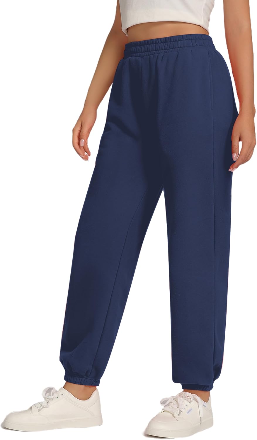 Women's Sweatpants Fleece Lined Baggy Joggers Sweat Pants High Waisted Lounge Cinch Bottoms with Pocket, S-XL - Image 2