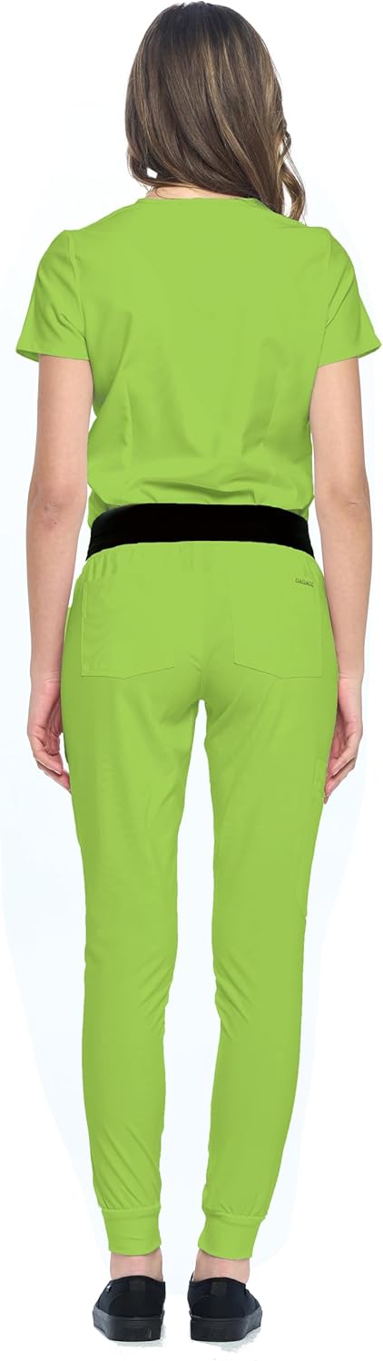 Dagacci Medical Uniform® Jogger Scrubs for Women Set – V-Neck Scrub Top & Elastic Jogger Scrub Pants for Women 8 Pockets - Image 5