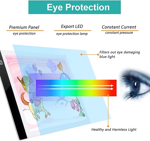 Miniatura 5 de AIAURORA Tablero de copia LED A4, tablero de dibujo de trazado de luz, ultrafino y ajustable USB, almohadilla de trazo LED para dibujo de tatuajes,