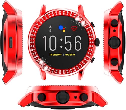 Miniatura 12 de Compatible con Fossil Gen 5 Carlyle - Carcasa protectora rígida para reloj Fossil Gen5 Carlyle con diamantes de cristal brillante, marco duro