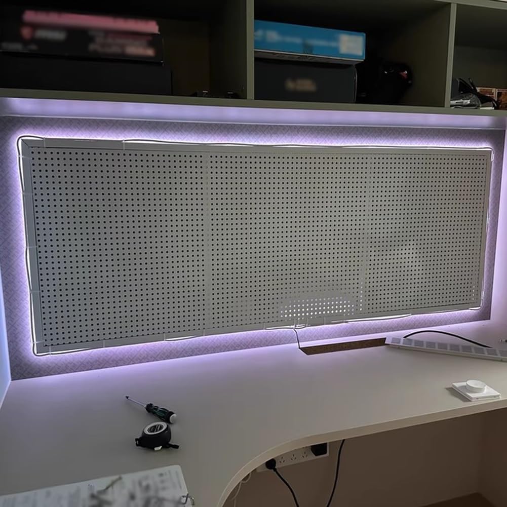 Panel ścienny z 30 haczykami, do kuchni, garażu, biura, organizacji narzędzi, biały metal